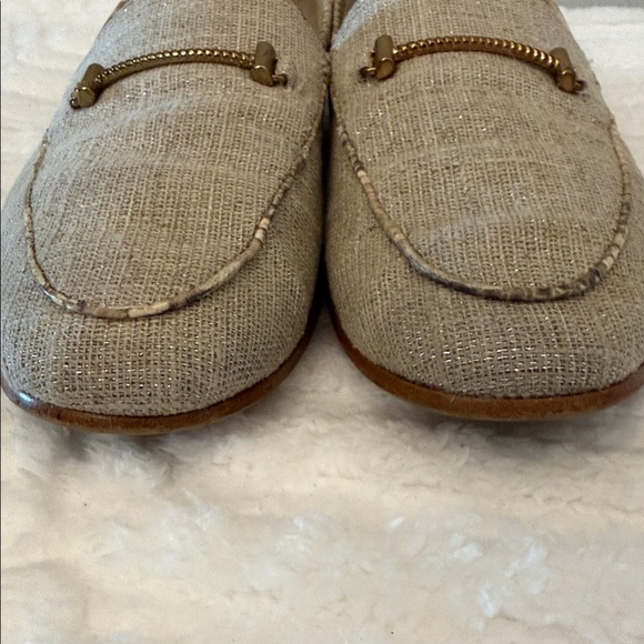 SAM EDELMAN Lior Bit Loafer Women’s Flats Size 7.5 Tan Linen Metallic - Picture 10 of 15
